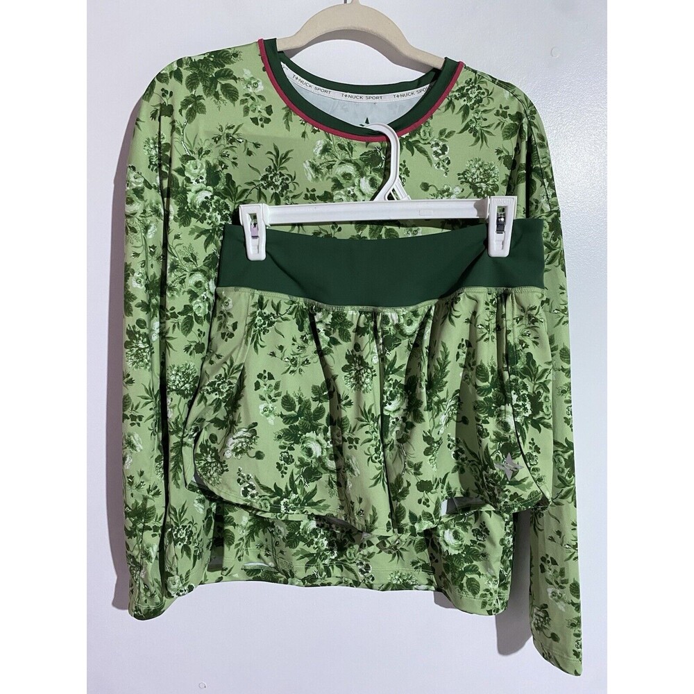 Tuckernuck Skort Top Set M Green Floral Ryan Boyfriend Tennis Golf Athleisure